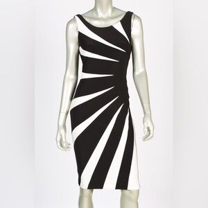 Joseph Ribkoff Black & White Spiral Bodycon Dress